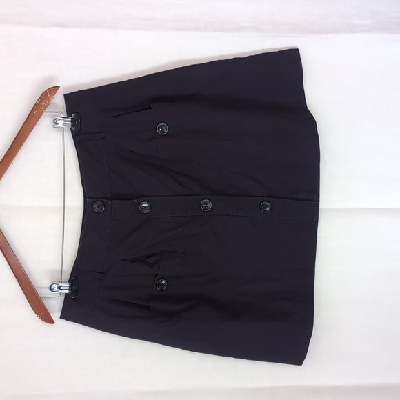 Land's End Canvas Navy Blue Utility Button Front Skirt Size 14 - Picture 1 of 5